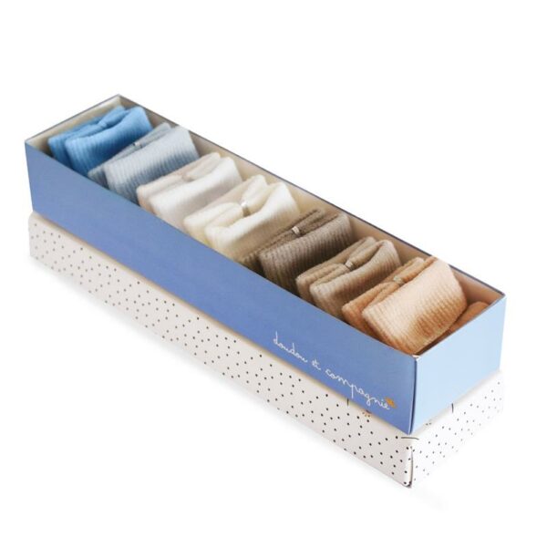 Doudou et Compagnie Set ponožiek v krabičke 0-6m modré