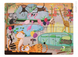 Janod Puzzle dotykové Deò v zoologickej záhrade s textúrou 20 ks