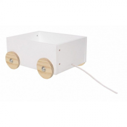 Jabadabado Drevený biely úložný box na kolieskach- malý
