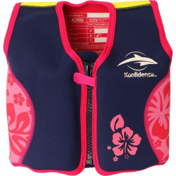 Konfidence Jacket – vesta na učenie plávania Navy – Pink Hibiscus